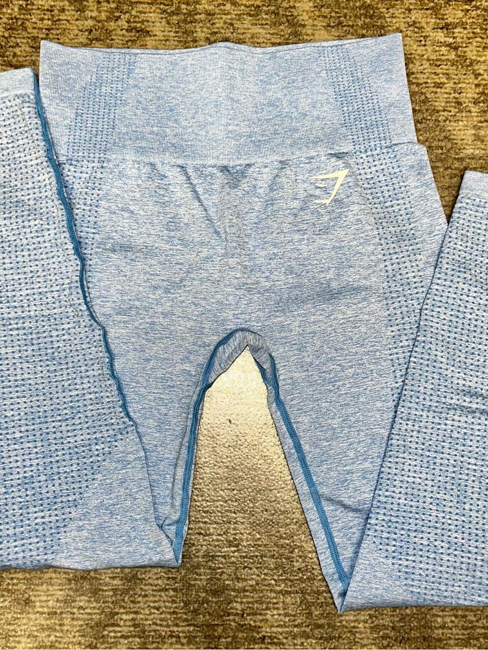 Gymshark Light Blue Seamless Leggings with Subtle Logo